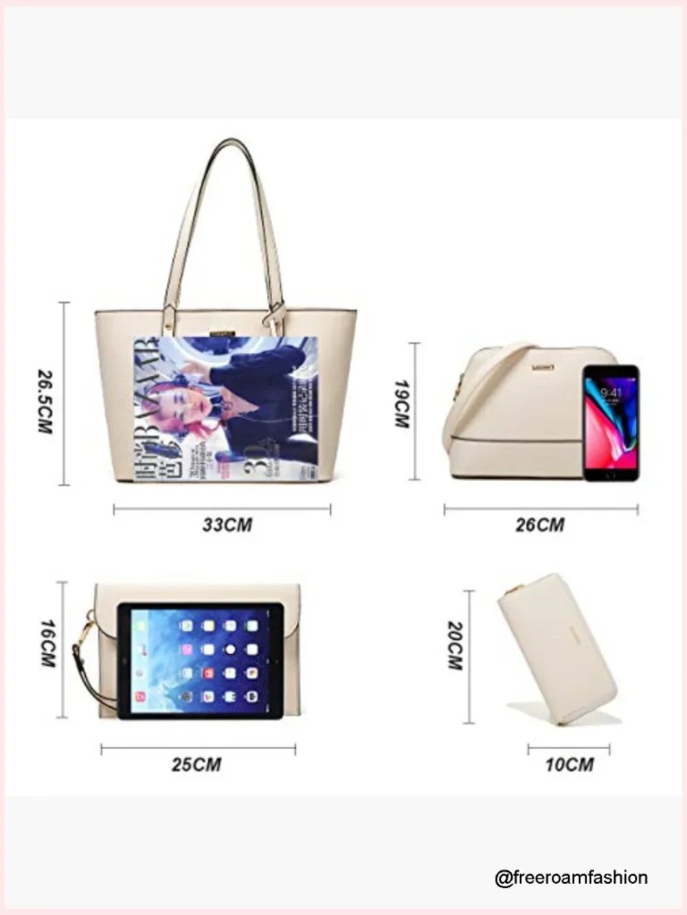 Women's Leather Satchel Handbag Tote Set with Wallet Clutch 4pcs